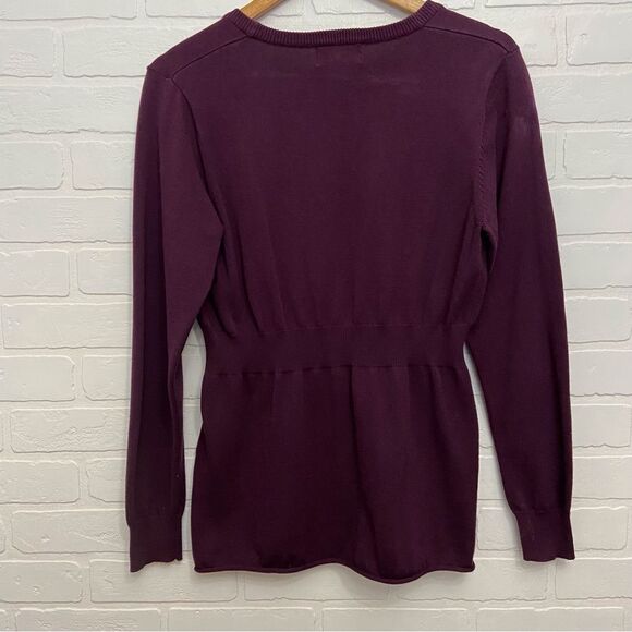 WOOLRICH knit sweater cotton blend knit burgundy/dark wineberry Vneck size small - Picture 8 of 13